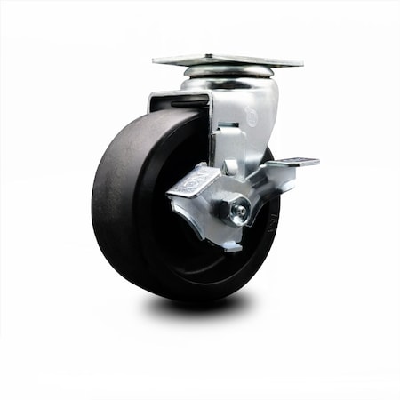 Service Caster 5 Inch Glass Filled Nylon Swivel Caster with Ball Bearing and Brake SCC SCC-20S520-GFNB-TLB